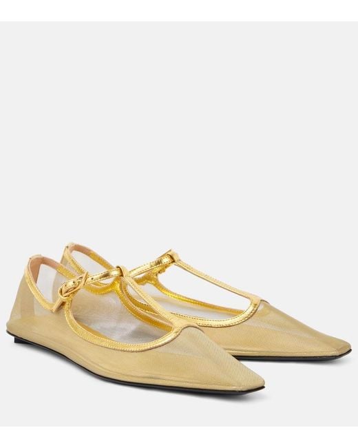 The Attico Natural Juno Mesh Mary Jane Flats