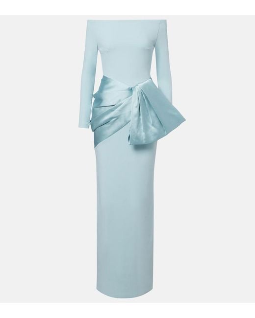 Solace London Blue Kori Satin-Trimmed Gown