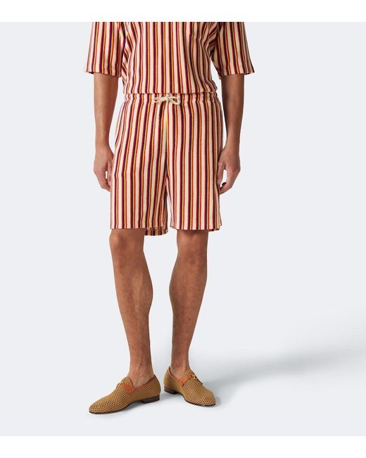 Valentino Red Striped Terry Shorts for men