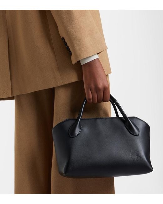 The Row Black Terrasse Medium Leather Top-Handle Bag