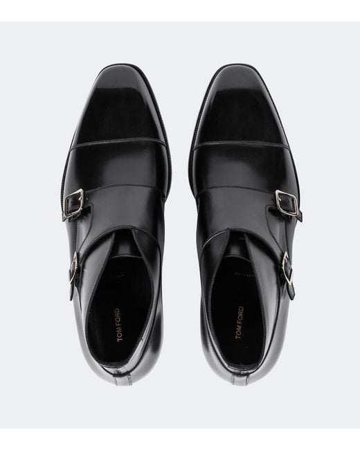 Tom Ford Black Sutherland Double Monk Strap Shoes for men