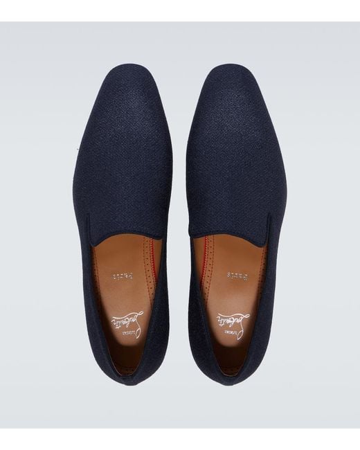 Christian Louboutin Blue Dandelion Silk-Crepe Loafers for men