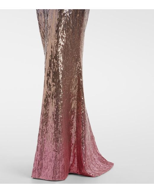 Elie Saab Purple Ombre Sequined Belted Gown