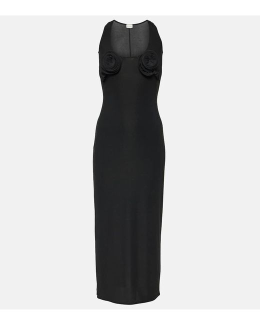 Magda Butrym Black Floral-applique Jersey Midi Dress