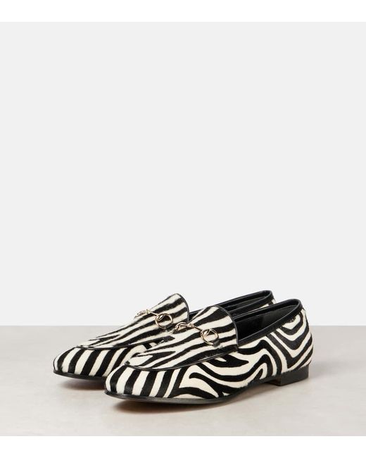 Gucci Black Jordaan Horsebit Calf Hair Loafers
