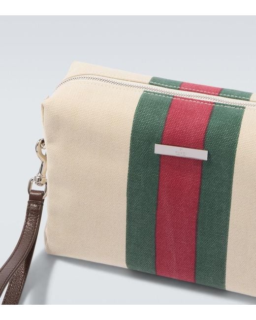 Gucci White Positano Small Canvas Pouch for men