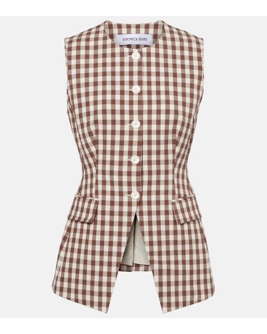 Top Lois De Sirsaca A Cuadros Veronica Beard de color Natural