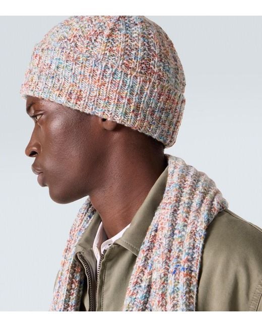 Loewe White Anagram Wool And Cashmere-Blend Beanie for men