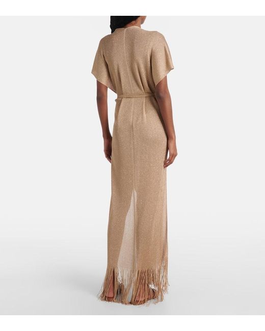 Max Mara Natural Zarelia Fringed Lame Kaftan