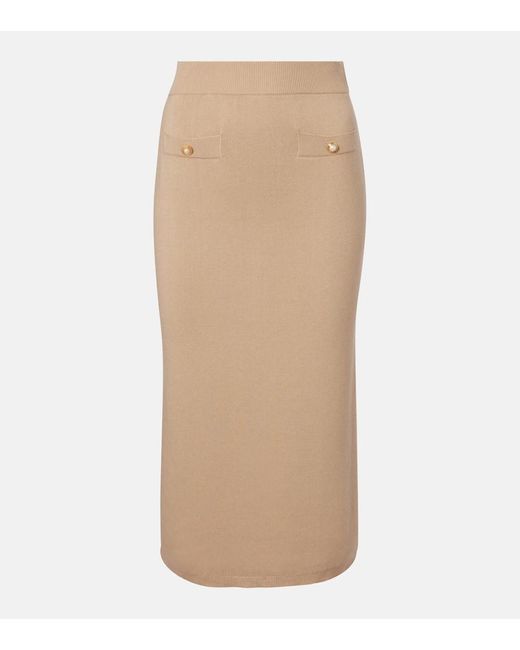 Alessandra Rich Natural Cotton And Cashmere Pencil Skirt