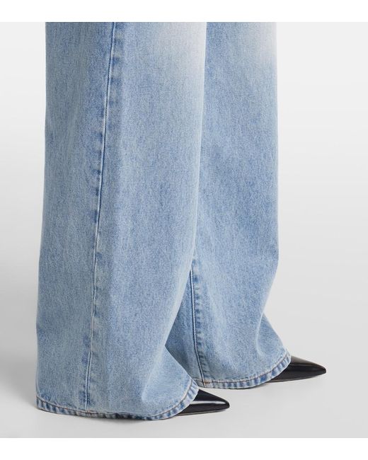 Balmain Blue Mid-Rise Wide-Leg Jeans