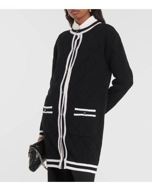 Cardigan in pique di lana di Gucci in Black