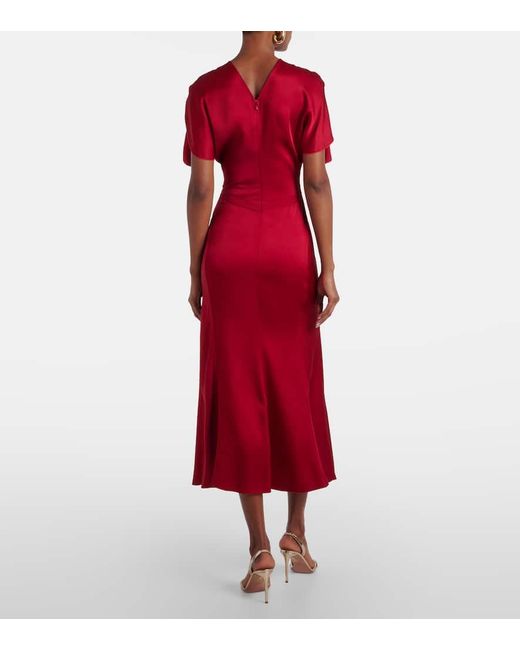 Robe Midi En Crepe De Satin Victoria Beckham en coloris Red