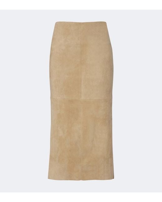Stouls Natural Winona Suede Midi Skirt