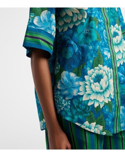 ALÉMAIS Blue Margo Oversized Printed Cotton Shirt