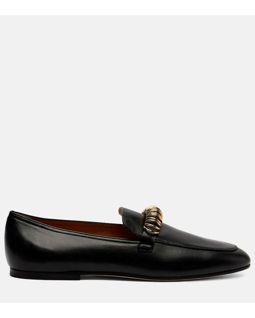 Tod's Black Embellished Leather Loafers