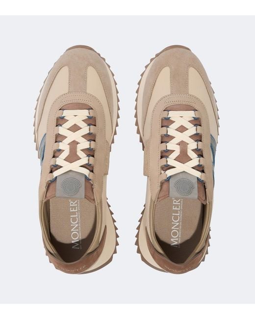 Moncler White Pacey2 Suede-Trimmed Sneakers for men