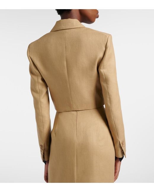 Max Mara Natural Buono Cropped Linen Blazer