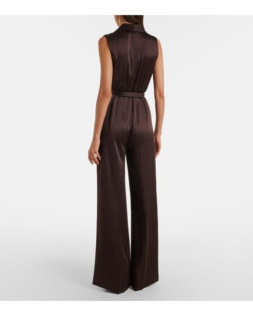 Max Mara Purple Belted Satin Jumpsuit