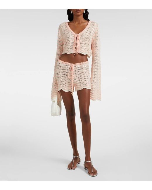 Top Raccourci Miana Raye En Coton Melange Bananhot en coloris Pink