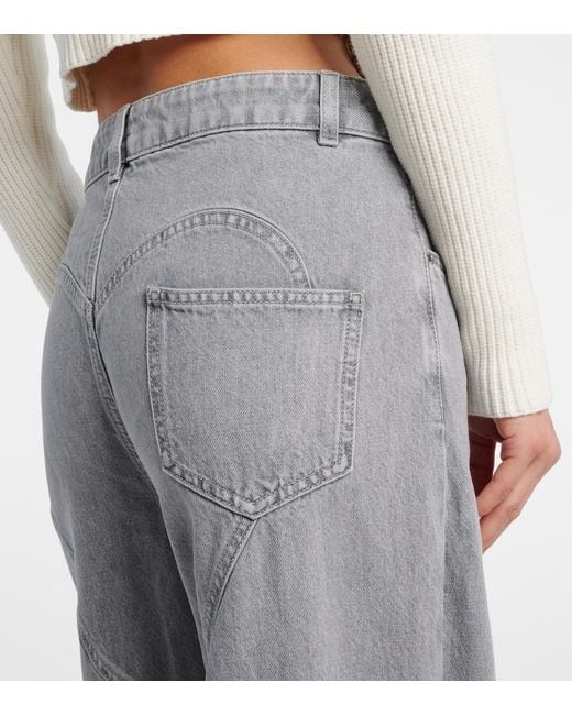Area Gray Distressed Embellished Wide-Leg Jeans