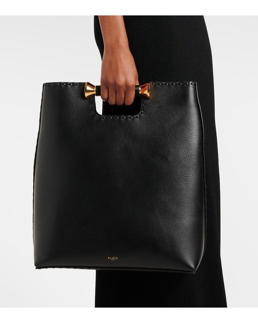 Alaïa Black Bobine Leather Tote Bag