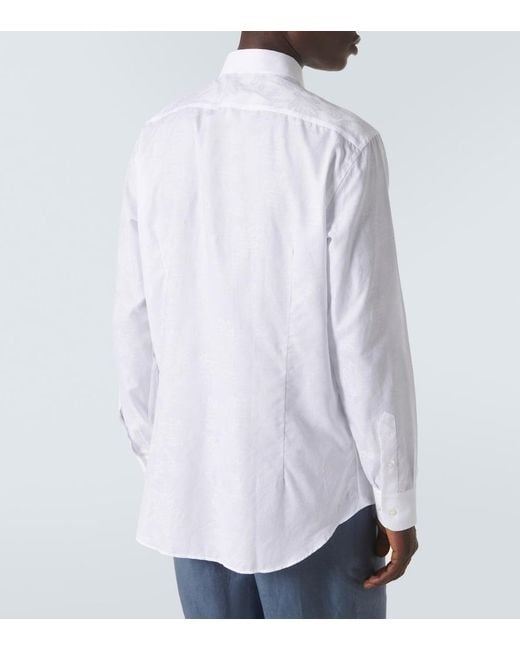 Etro White Paisley Jacquard Cotton Shirt for men