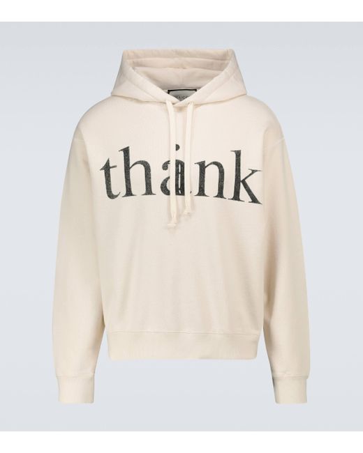 Gucci Natural Think/thank Print Drawstring Hoodie for men