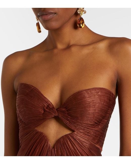 Maria Lucia Hohan Red Rachel Draped Silk Muslin Bustier Gown