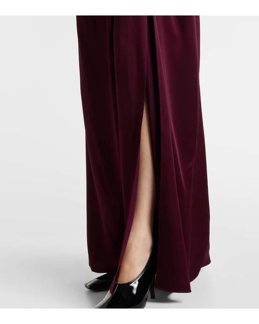 Stella McCartney Purple One-Shoulder-Robe Aus Satin Mit Kristallen