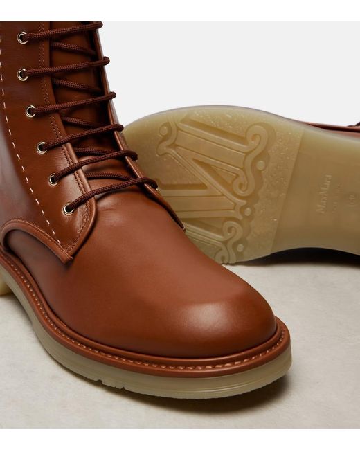 Max Mara Brown Schnuerstiefel Urbancombat Aus Leder