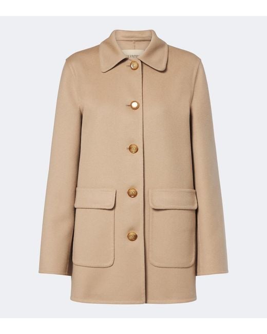 Valentino Natural Vlogo Wool And Cashmere Jacket