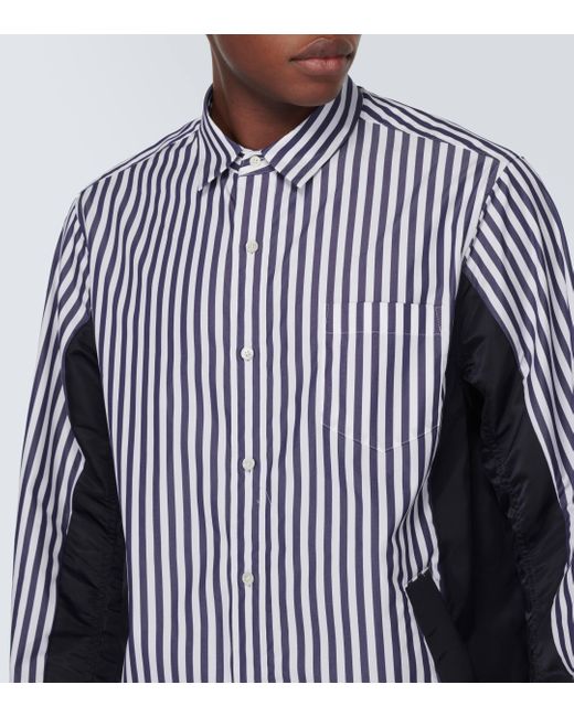 Sacai Blue Striped Cotton-blend Poplin Shirt for men