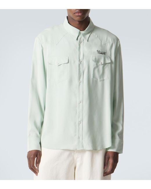 Visvim Green Four Corners Printed Canvas Shirt for men