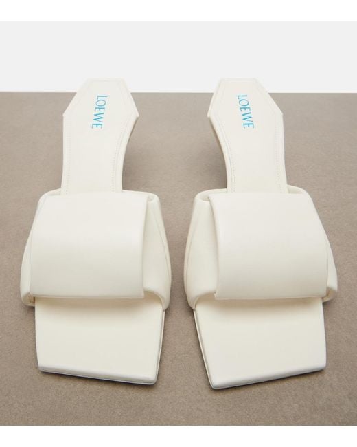 Loewe White Origami Leather Mules