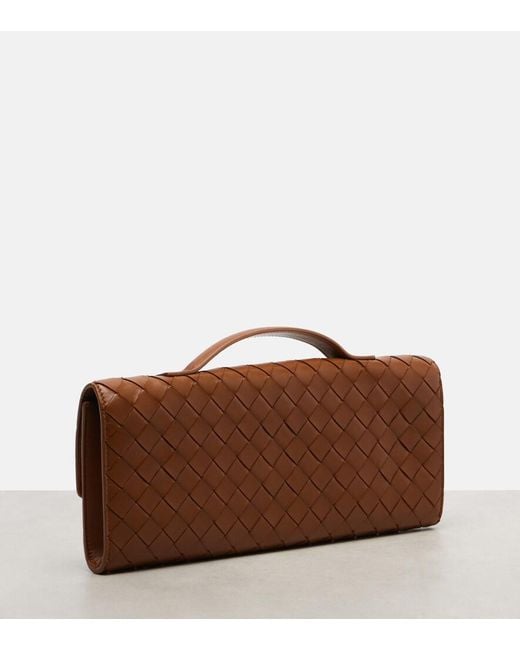 Bottega Veneta Brown Intrecciato Leather Clutch