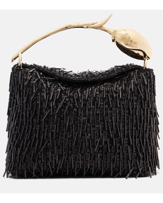 Borsa Bloom Mini Con Perline di Erdem in Black
