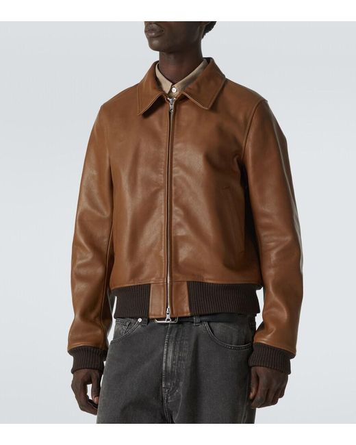 Our Legacy Pharos Leather Bomber Jacket in Brown for Men | Lyst
