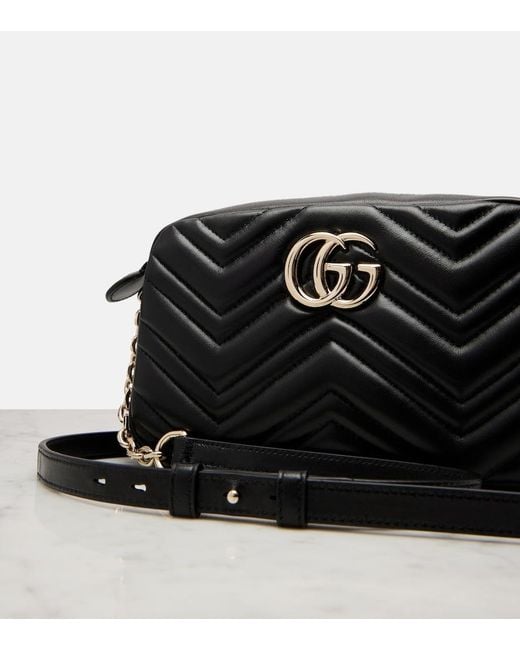Gucci Black Gg Marmont Small Leather Crossbody Bag