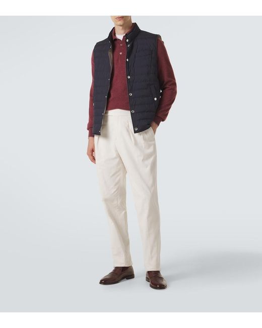 Brunello Cucinelli White Cotton Straight Pants for men