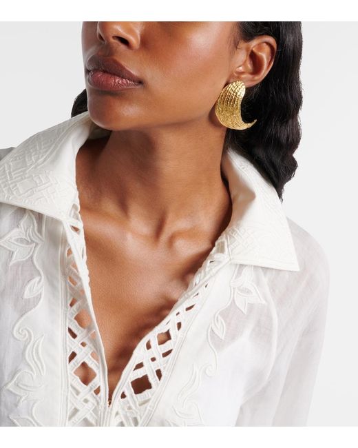 YSSO Metallic Broken Shell 24Kt-Plated Earrings