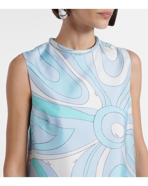 Emilio Pucci Blue Minikleid Marmo Aus Seide