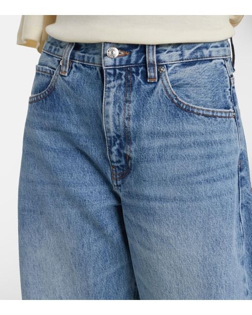 FRAME Blue Bubble Cropped Barrel-Leg Jeans