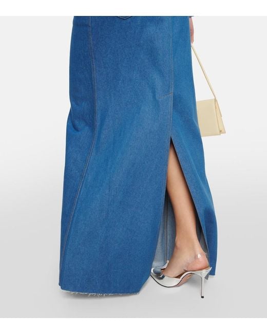AYA MUSE Blue Pilla Low-Rise Denim Maxi Skirt
