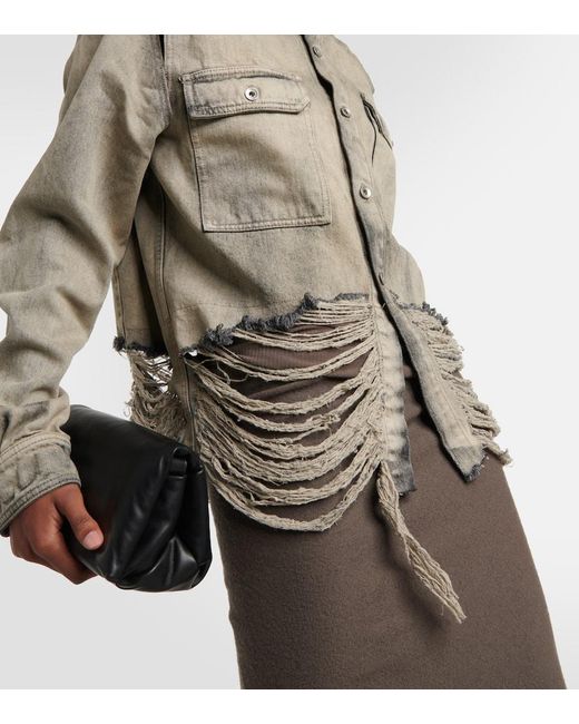 Rick Owens Drkshdw Cropped Denim Shirt Jacket in Grey | Lyst UK