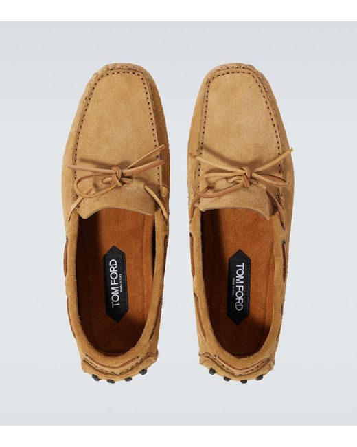 Tom Ford White Suede Driving Shoes for men
