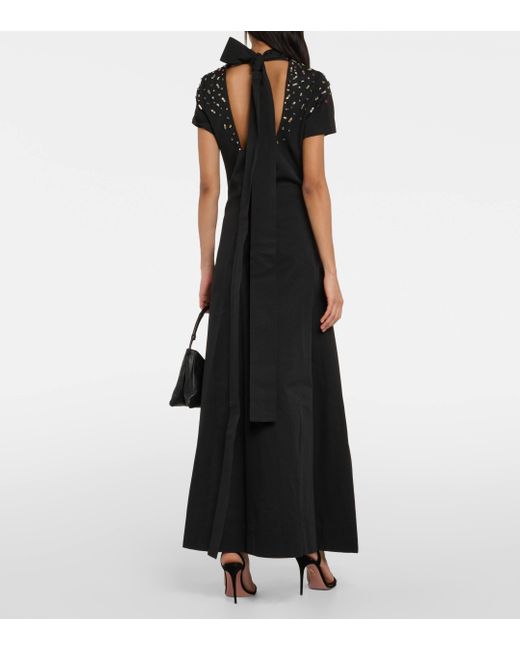 Staud Black Embellished Cotton-blend Maxi Dress