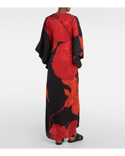 Vestido largo en jacquard floral Johanna Ortiz de color Red