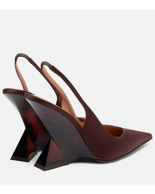 The Attico Brown Satin Slingback Wedges