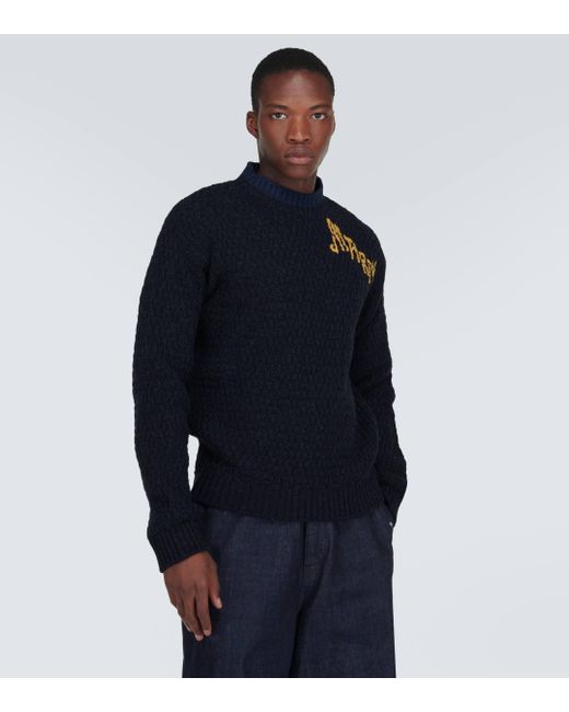 Marni Blue Logo Virgin Wool Sweater for men